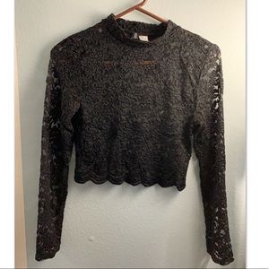 H&M Lace Crop Top Black